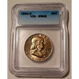 1954 D Franklin Half Dollar MS65 ICG Toned